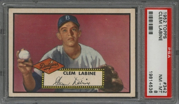 1952 Topps #342 Clem Labine Rookie Card - PSA NM-MT 8